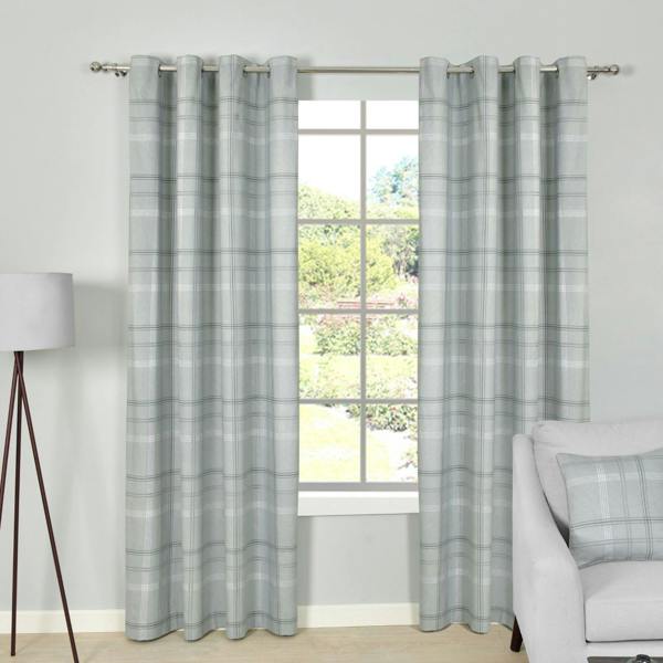 Smart Living Printed Check Boutique Eyelet Curtain - Green