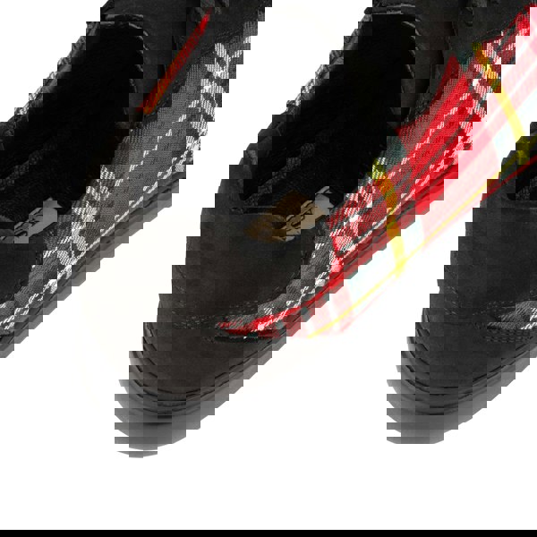 Embassy London Strada - Black & Red Tartan - Men's Tartan Leather & Suede Trainer