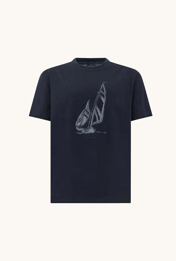 Paul & Shark Structured Cotton Jersey T-Shirt with Graphic Print