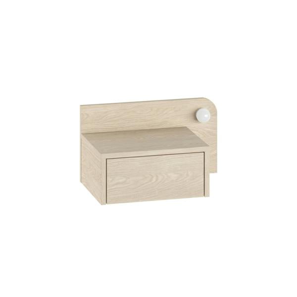 Decortie Floating Bedside Table with Drawer, LED Light in 3-Tones 33.5cm Wall-mount Bedroom Storage Unit