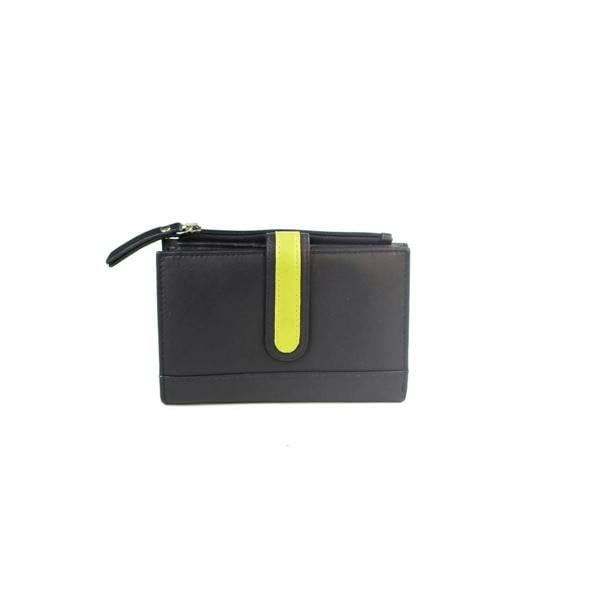 Eastern Counties Leather Womens Contrast Leather Purse - Black/Lime