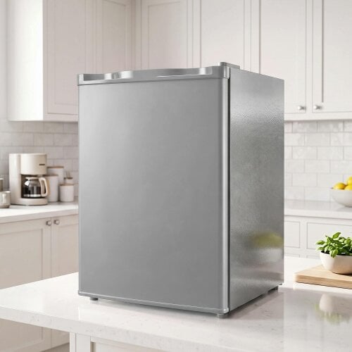 HOMCOM 73 L Mini Fridge with Chiller Box and Reversible Door, Grey