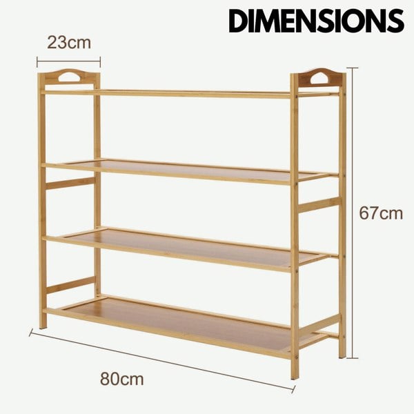 Rafaelo Mobilia 4 Tier Bamboo Shoe Rack