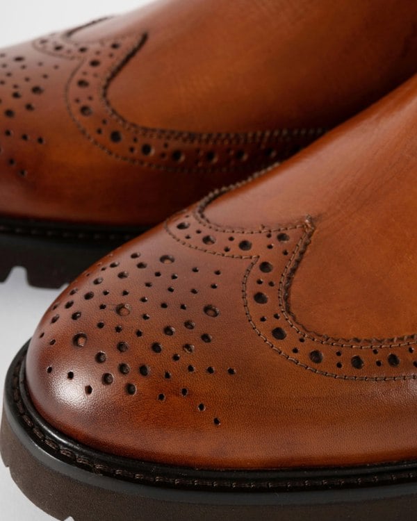 Oliver Sweeney Harby Mens Milled Leather Chelsea Boots - Dark Tan