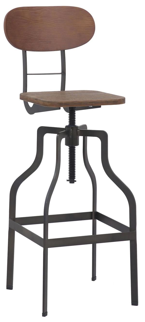 Lamboro Bolzano Single Vintage Kitchen Bar Stool, Powder Coated Legs, Height Adjustable Screw Swivel, Breakfast Bar & Home Barstool, Brown