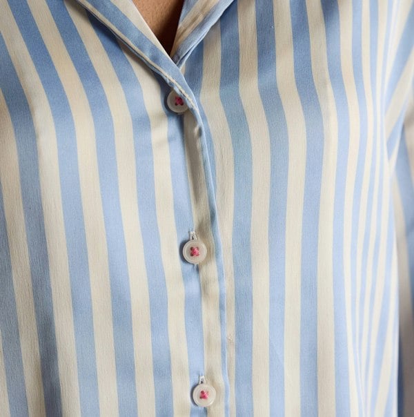 Joules BONNIE Womens Satin Pyjama Set Blue Stripe