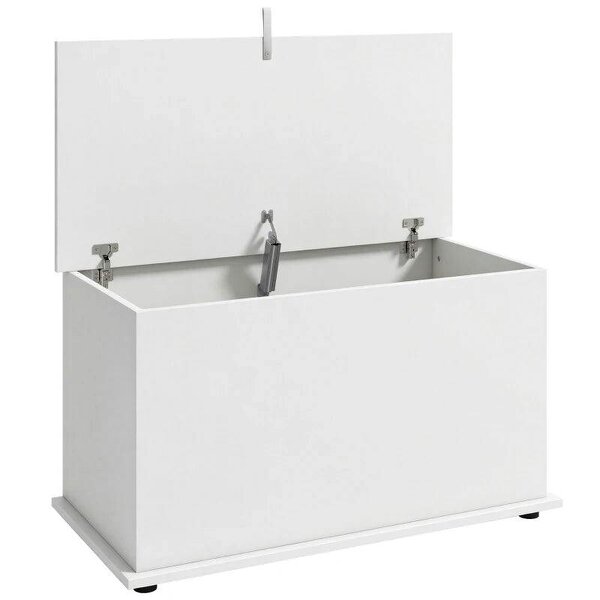 Storage Chest, 102L Blanket Box, Shoe Bench with Safety Hinged Lid, Bed End Bench for Bedroom, 80 x 40 x 45cm, White