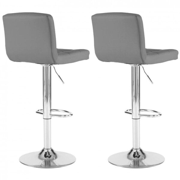 Neo Bar Stool Dark Grey Faux Leather & Steel Base Set of Two