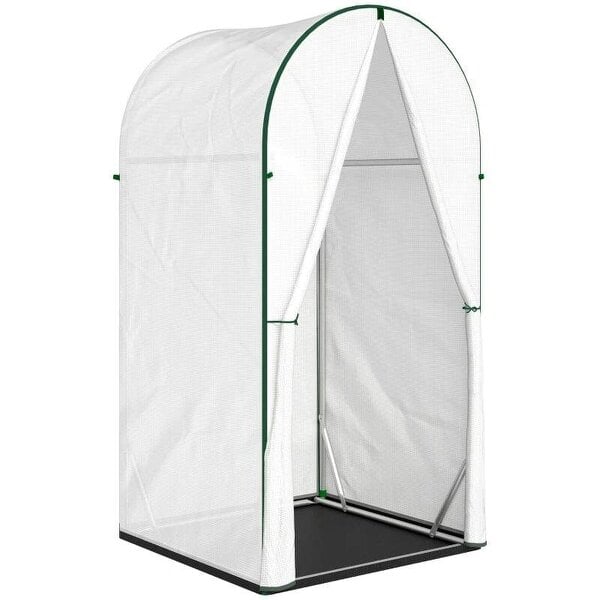 Bobobiy Mini Greenhouse, Portable Green House with Roll-Up Door, PE Base, Small Greenhouse, 100 x 100 x 195 cm, White