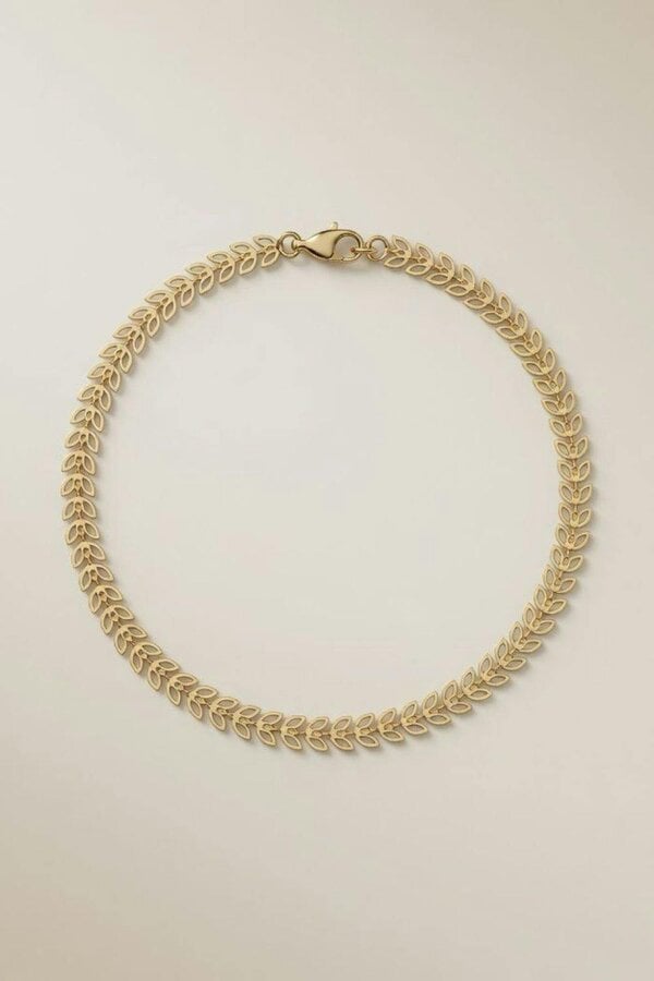The Colourful Aura Golden Brass Hollow Leaf Minimalist Boho Thin Slim Foot Payal Anklet