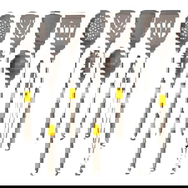 Anygleam Cooking Utensil 6 Set Khaki Heat Resistant Tools Spatula Kit with 1 Tong Kitchen Accessories Kitchenware for Nonstick Cookware