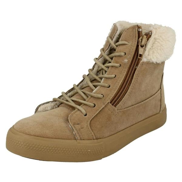 Spot On Girls Spot On Casual Suedette Ankle Boots with Faux Fur Lining