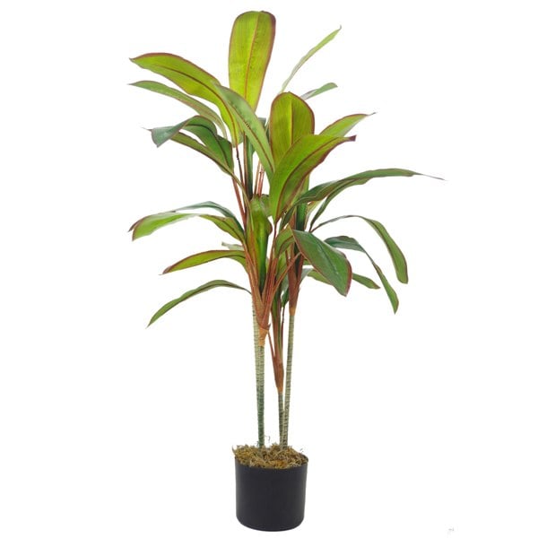 Leaf 100cm Artificial Potted Dracaena Tropical Plant with Copper Metal Plater