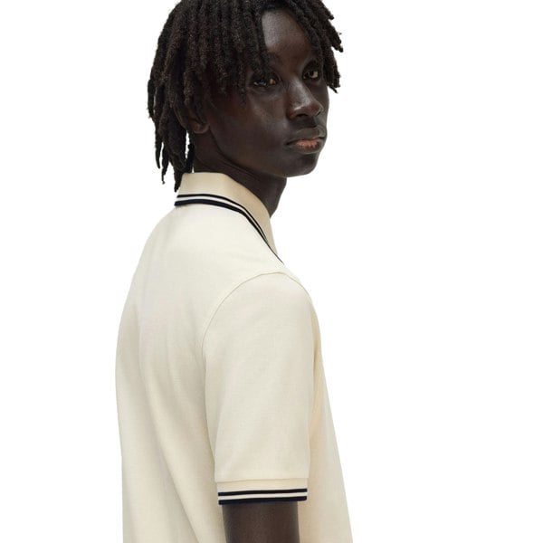 Fred Perry Twin Tipped Polo Shirt Ecru/Tennis Blue