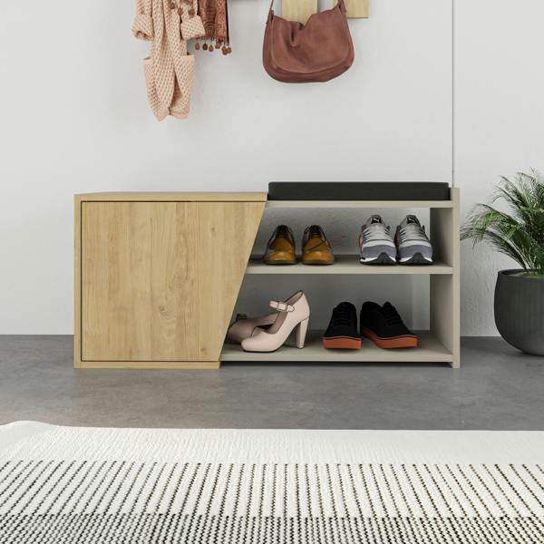 Decortie Modern Fiona Shoe Bench with Storage Space up to 6 Pair Shoes 104.6(W)cm