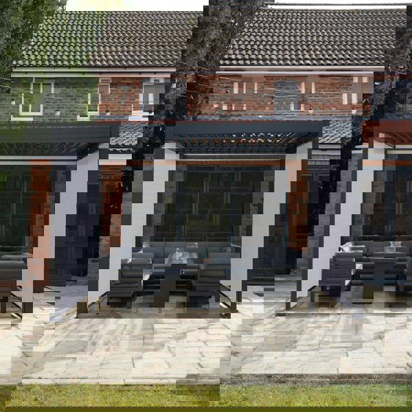 Monstershop Anthracite Aluminium Pergola With White Blinds - 3m x 3m