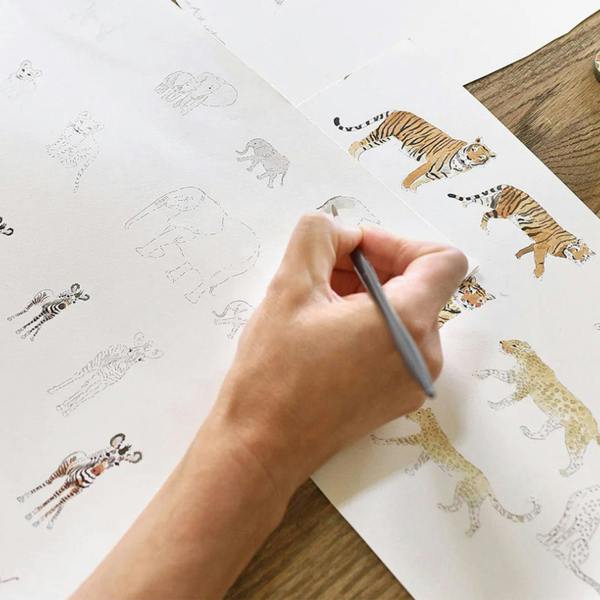 Sophie Allport Animals of the World Chalk Blush Wallpaper