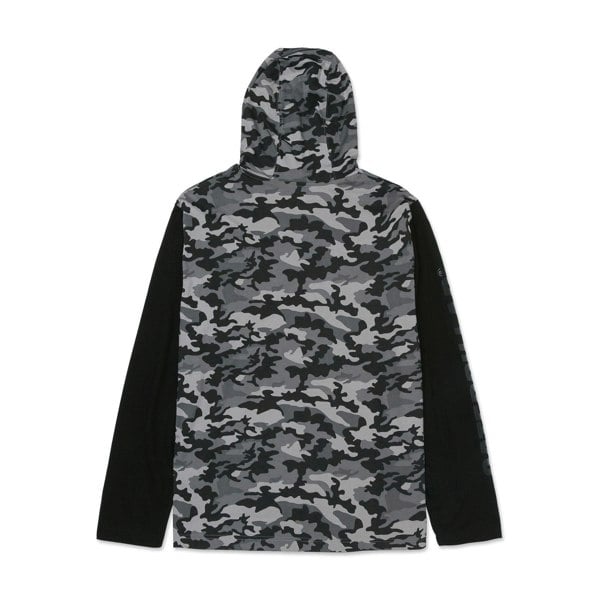 Caterpillar Hooded Long Sleeve Cotton Men's Grey T-Shirt