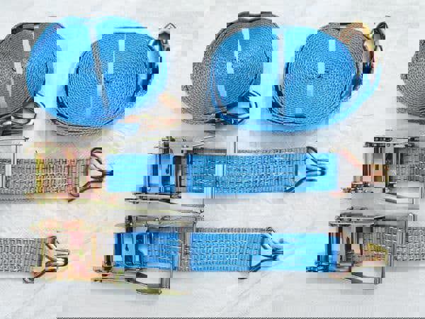 Ratchet Straps 5 Ton 50MM 10M x2 (Lashing Tie Down Claw J Hook Lorry Cargo)