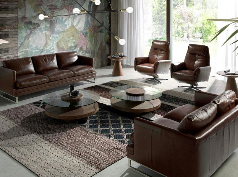 Angel Cerdá Chocolate Brown Leather Swivel Armchair 5056