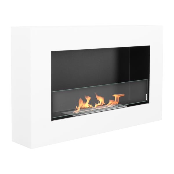 BIOFireplacesGMT Bioethanol Fireplace Wall Mounted 650x400 White Matt with Glass Ventless