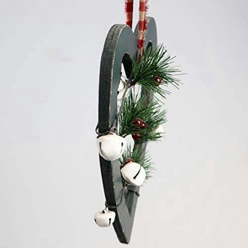 30 cm Wooden Hanging Heart Decoration in Green for Christmas and Seasonal Displays image 4