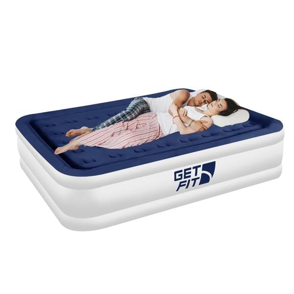 Get Fit Blow Up Air Bed with Built In Electric Pump- Free Pillow - Elevated Air Mattress - King
