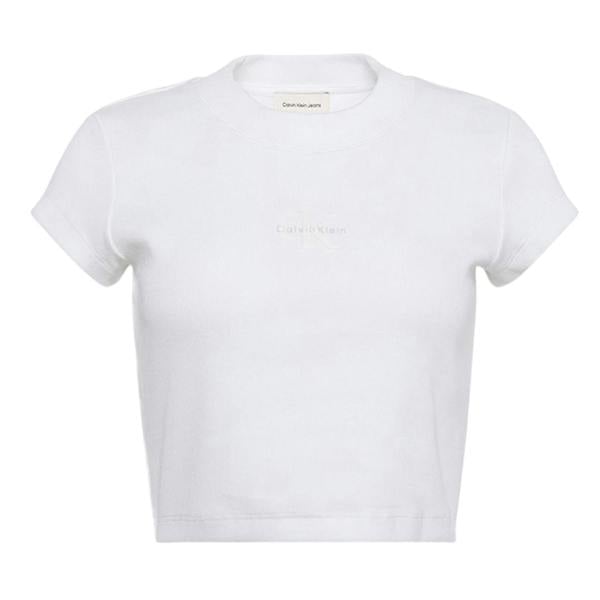 Calvin Klein Womens/Ladies Mono Logo Ribbed Crop Top - White - 