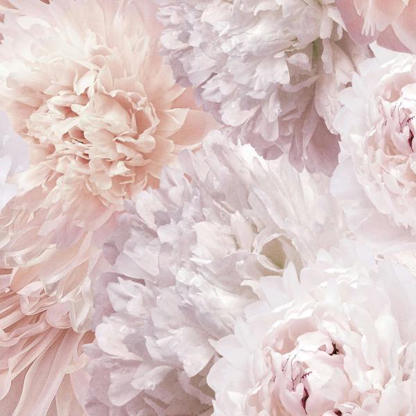 Grandeco Fontaine Photographic Floral Peony Blooms 3 panel repeatable Mural 1.59 x 2.8m, Pink Purple