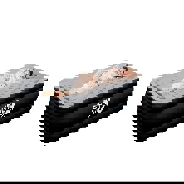 Get Fit Blow Up Air Bed with Built In Electric Pump- Free Pillow - Elevated Air Mattress - Single