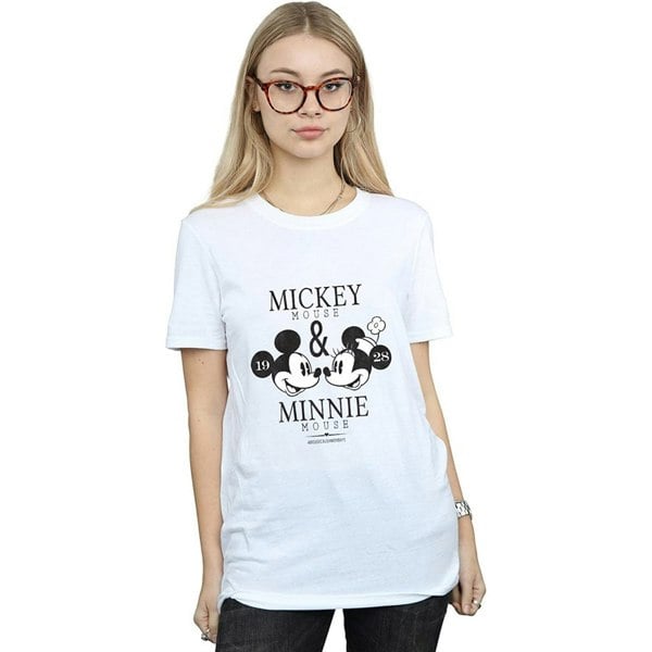 Disney Womens/Ladies Mousecrush Mondays Mickey & Minnie Mouse Cotton T-Shirt - White