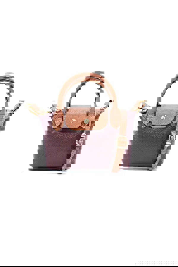 Kitise Compact Two-Tone Handbag with Top Handles and Strap