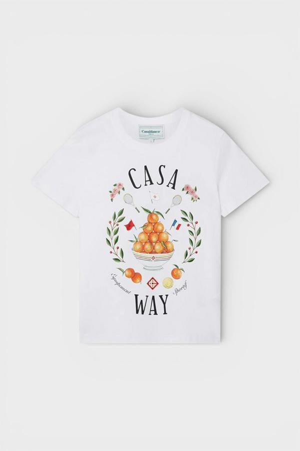 Casablanca Printed Fitted T-Shirt Casa Way White