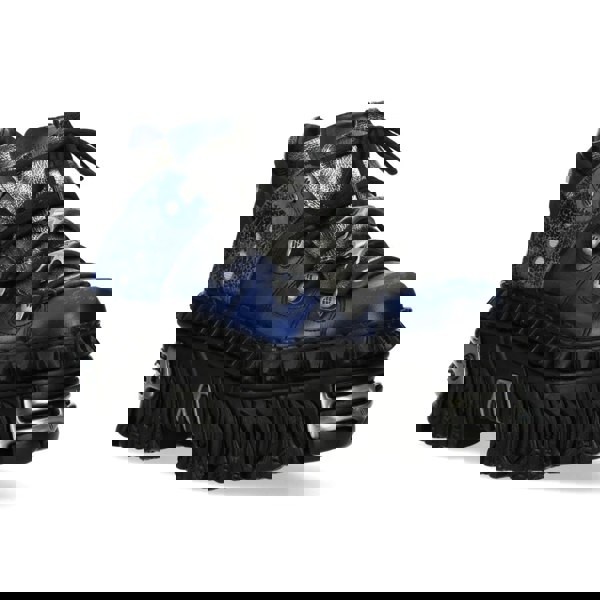 New Rock M-WALL106N-C16 Blue Leather Gothic Rock Ankle Boots