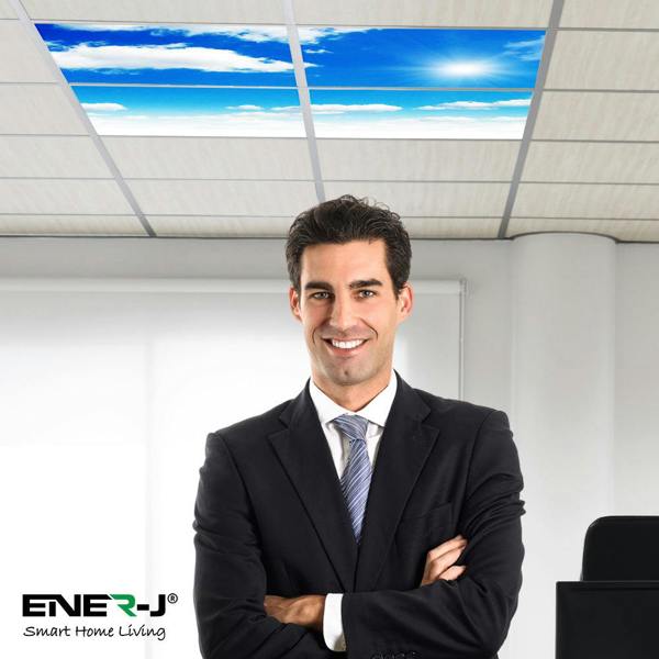 ENER-J 40W SKY LED 3D Ceiling Panel 60x60cms, Set of 4 Ultra Thin LED Panels, for Waiting Area, Hallway, Office and Home