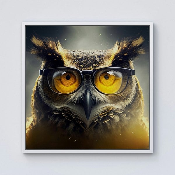 Warren Reed Owl Splash Art Framed Canvas