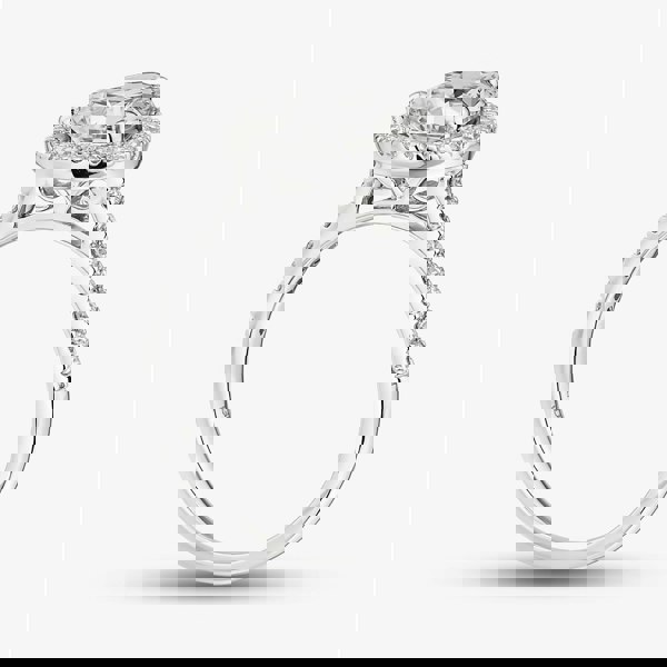 T. H. Baker 9ct White Gold Certified 2.40ct Pear Cut Lab Grown Diamond Halo Ring LGR43491-240SF