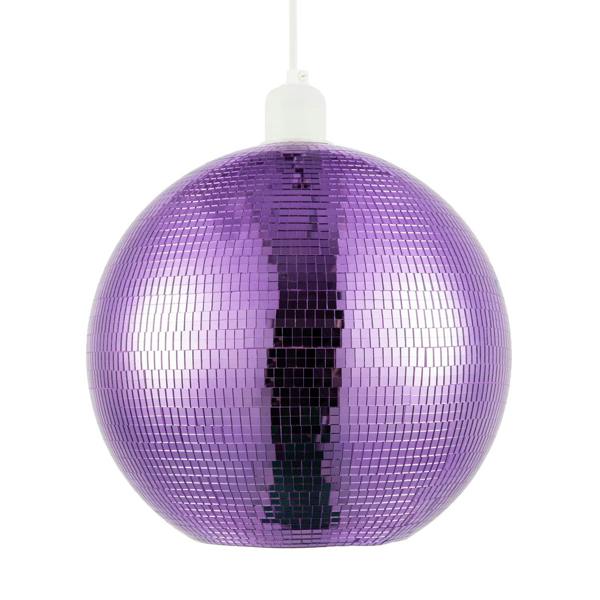 Shiny Disco Mosaic Ball in Vibrant Purple Mirrored Tiled Retro Style Image 5