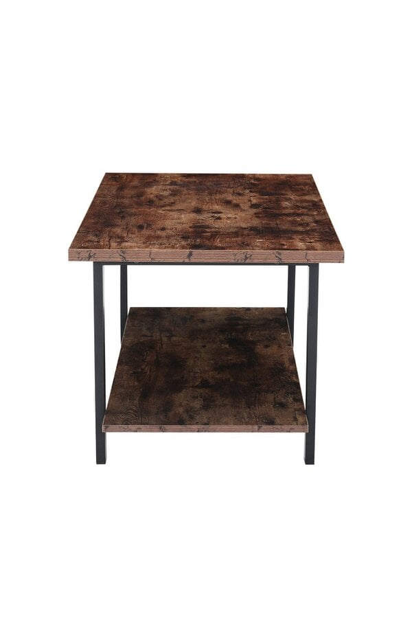 Living and Home Rustic Coffee Table with Storage Shelf