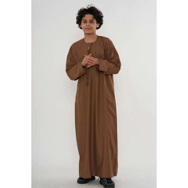 HM11 - Boy's Thobe Emirati Omani Bobble Button String Tassel - Camel - Thobez - 12