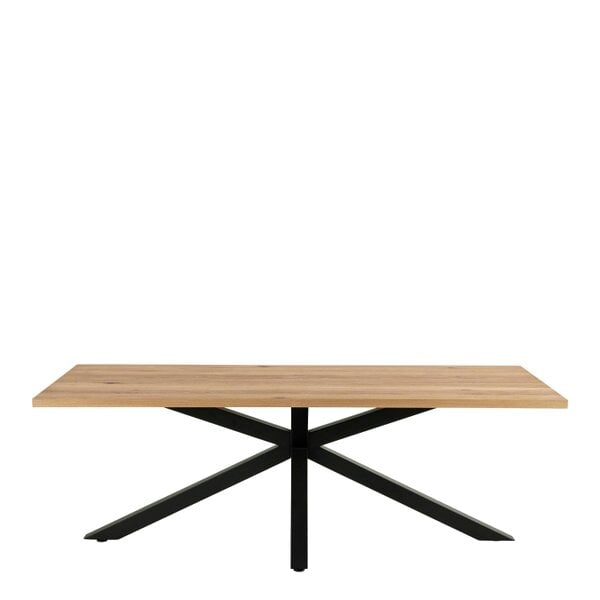 Wyld Haus Perth 220cm Natural Oak Veneer Rectangular Dining Table Industrial Black Metal Legs