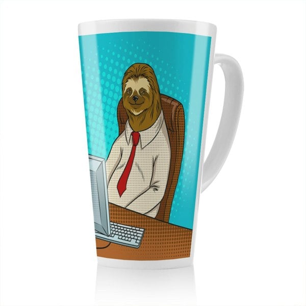 Benjamin Tate Design Sloth animal office worker pop art retro Designer Latte Mug