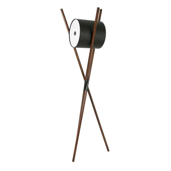 Angel Cerdá Floor lamp in wood upholstered in black leatherette and dark walnut 8098