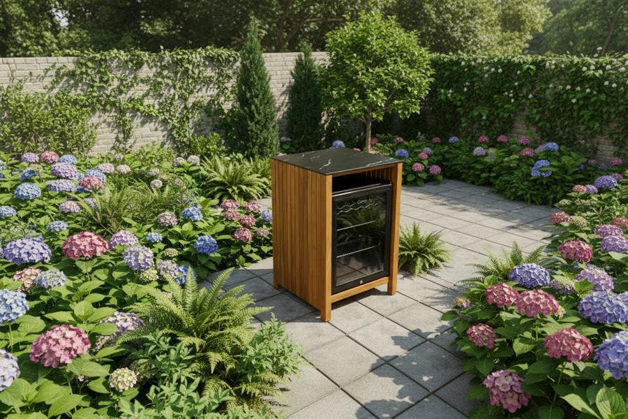 Ocean Designs Avellino Teak Outdoor Kitchen Fridge Unit