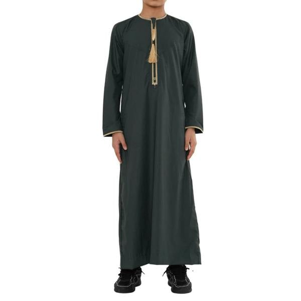 TT-003 - Boy's Emirati Omani Gold Tassel Embroidery Thobe - Green - Thobez - 15
