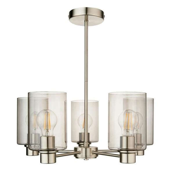 Pagazzi Lighting Kingsholm 5 Light Satin Nickel Semi Flush Ceiling Light