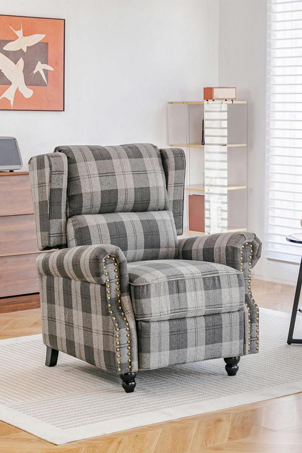 Fabric Upholstered Sofa Pushback Reclining Chair Armchair