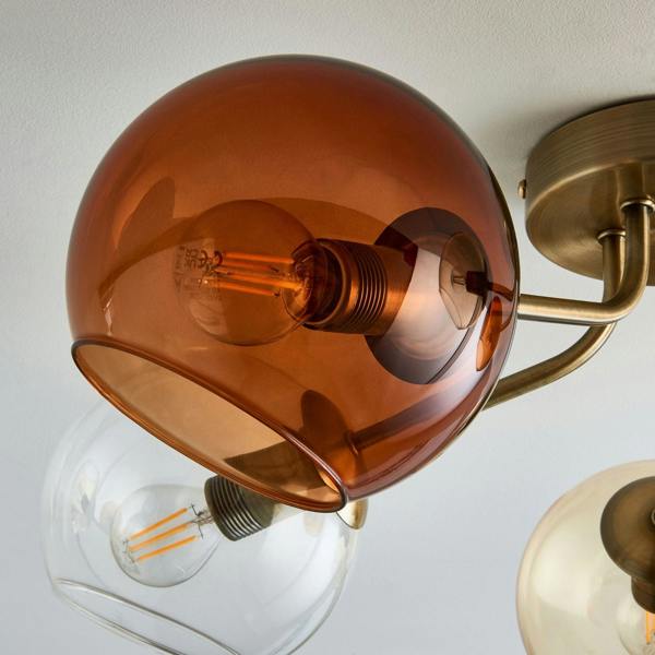 Pagazzi Lighting Branco 5 Light Antique Brass Semi Flush Ceiling Light