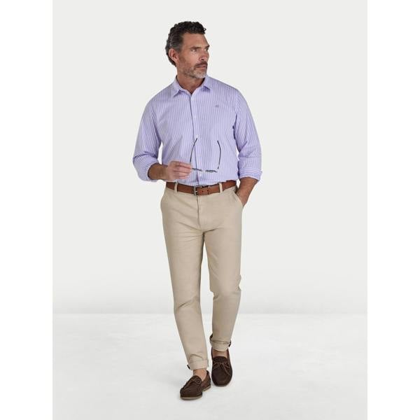 Raging Bull Mens Classic Stripe Long-Sleeved Shirt - Lilac - 