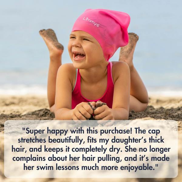 Limmys Premium Kids Long Hair Swim Caps